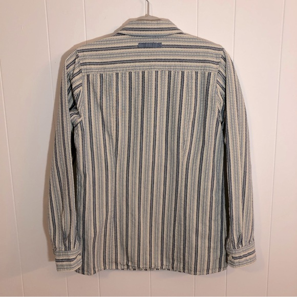Duluth Trading Co 100% Cotton Blue/White Textured Striped Tunic NWOT XS